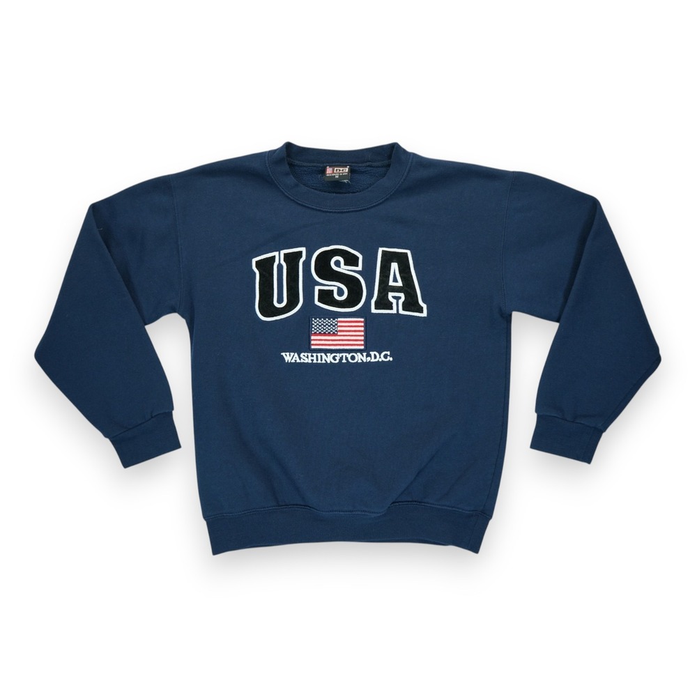 Vintage 90s USA Washington DC Blue Crewneck Sweatshirt Men's Medium‎ Embroidered